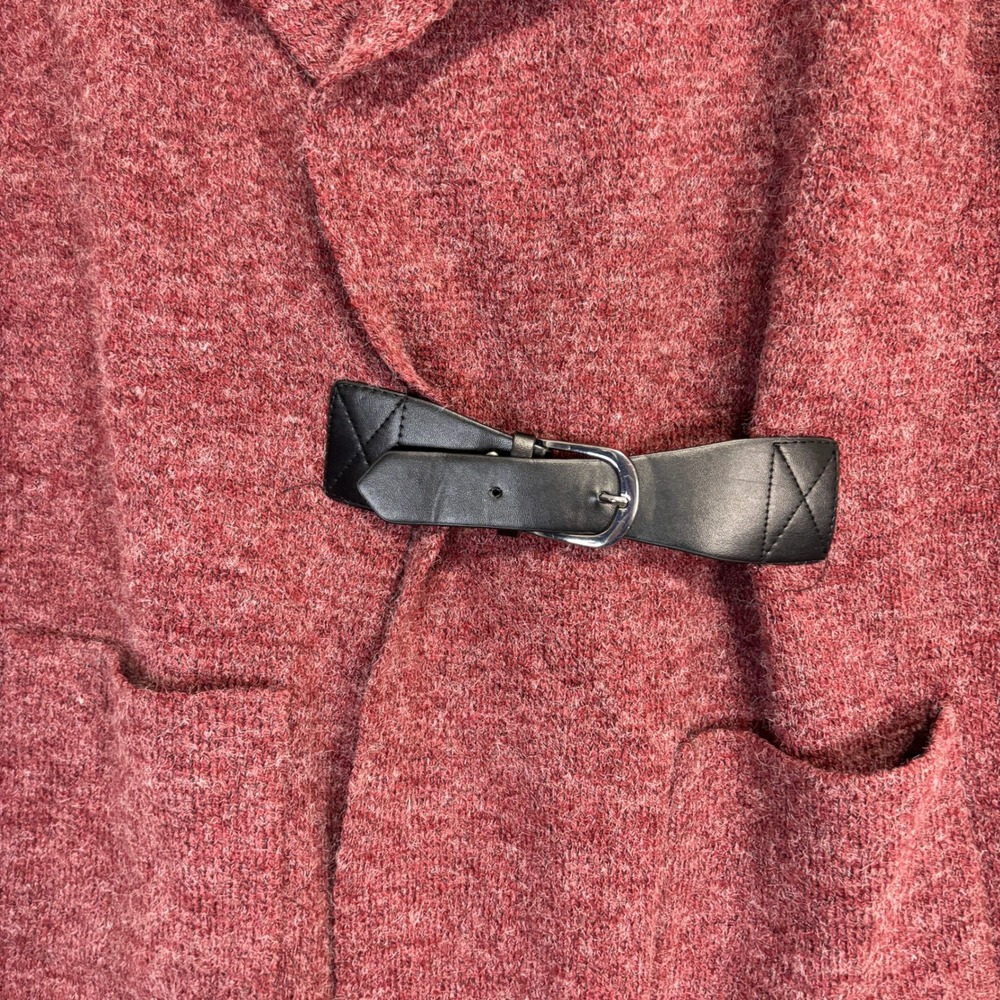 Soft Surroundings Belted Longline Solange Sweater Vest Womens 1X Burgundy Career - Picture 2 of 7